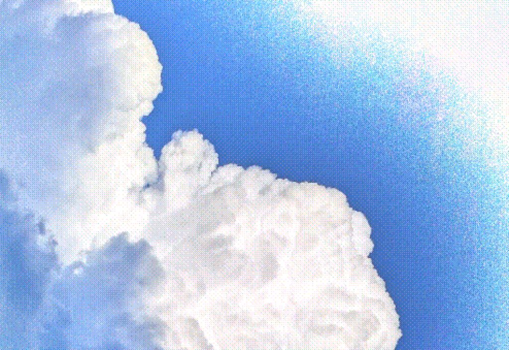 A pixelated photo of clouds.